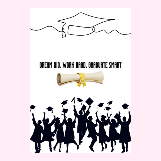 Graduation card with students celebrating,...