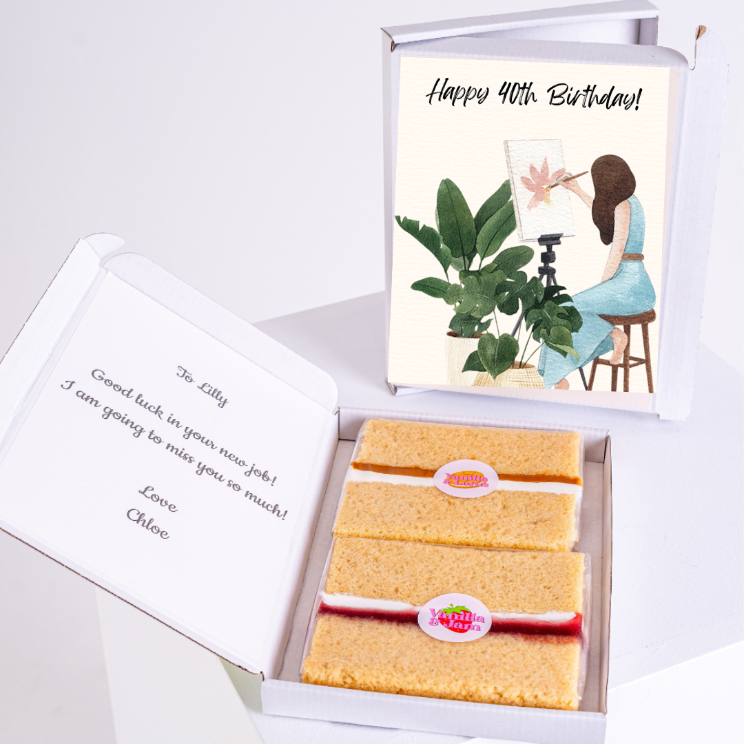 40th Birthday cake & card for Lilly, with a farewell message from Chloe.