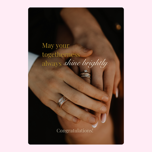 Wedding rings, May your togetherness always shine brightly card.