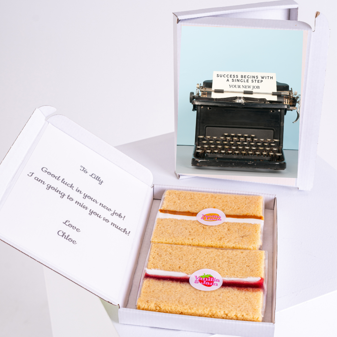 Cake box gift for Lilly with typewriter Success message