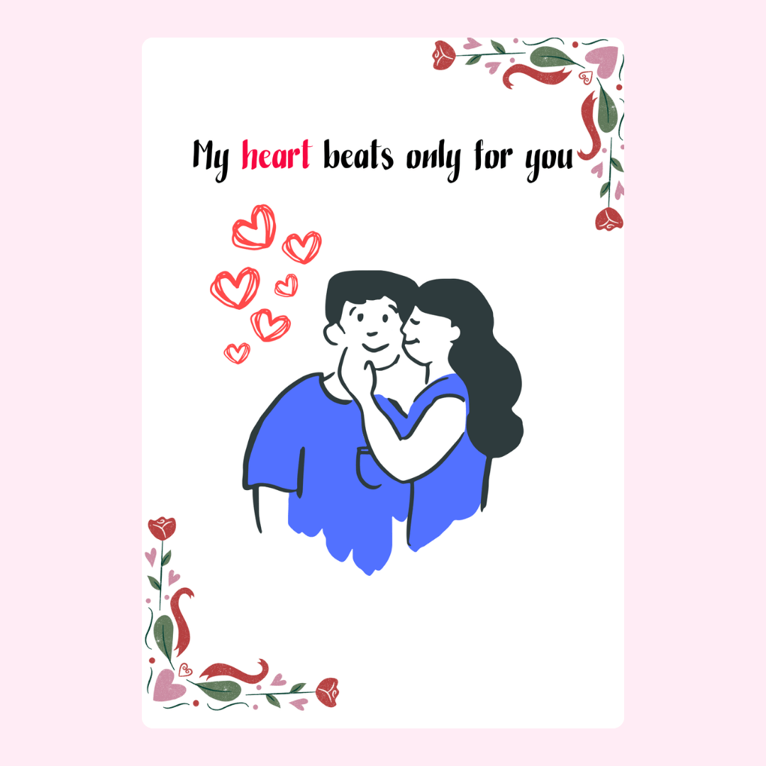 Romantic card My heart beats only for you - 36
