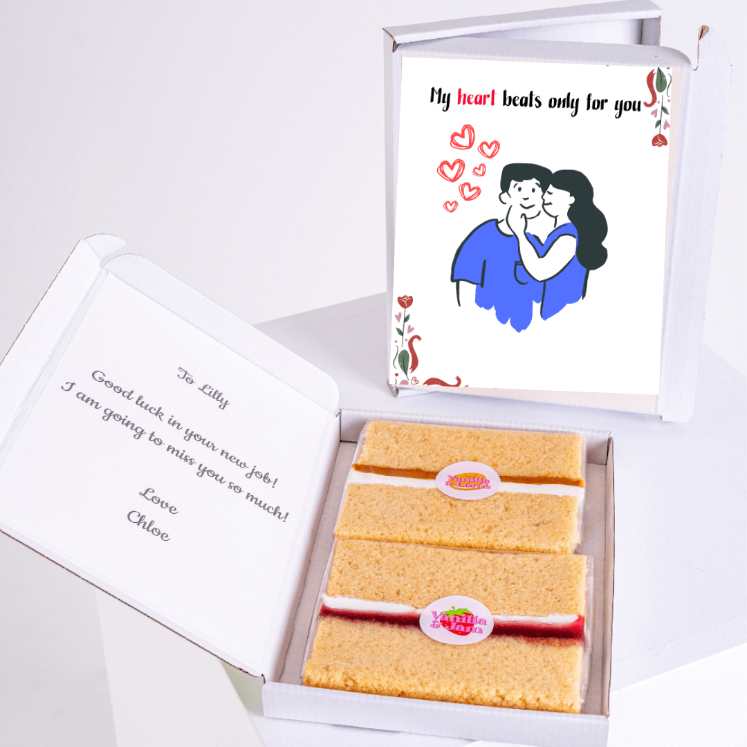 Cake gift box for Lilly with My heart beats only for you card.