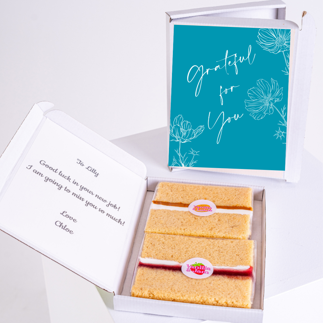 Cake gift box Grateful for You - Goodbye message for Lilly