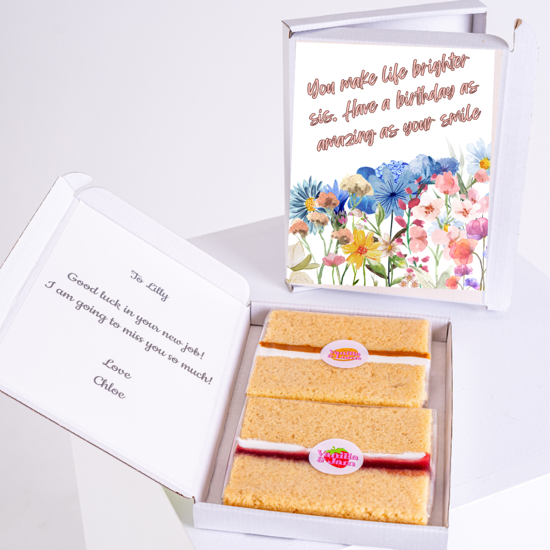 Birthday cake gift set for Lilly with message.