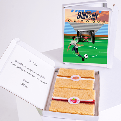 Father's Day cake gift with soccer theme, from Chloe to Lilly.
