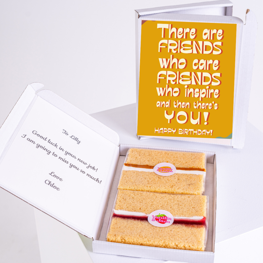 Birthday cake gift box for Lilly, featuring a card and message.