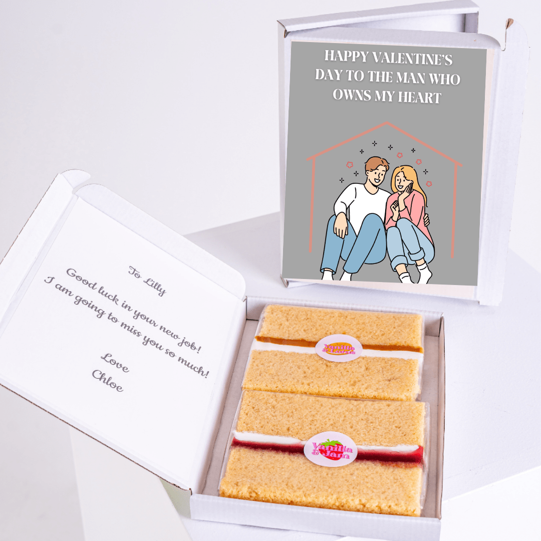 Valentine's Day gift box for Lilly with cake and card.