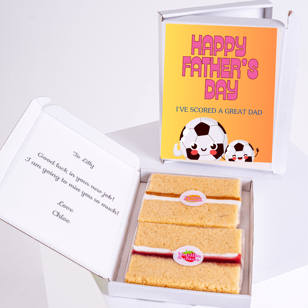 Father's Day gift box with cake and message