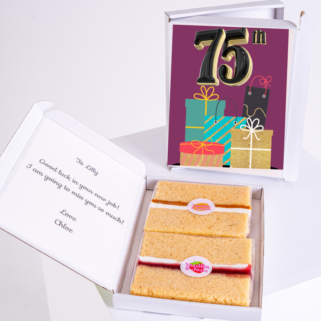 75th birthday cake with message for Lilly.