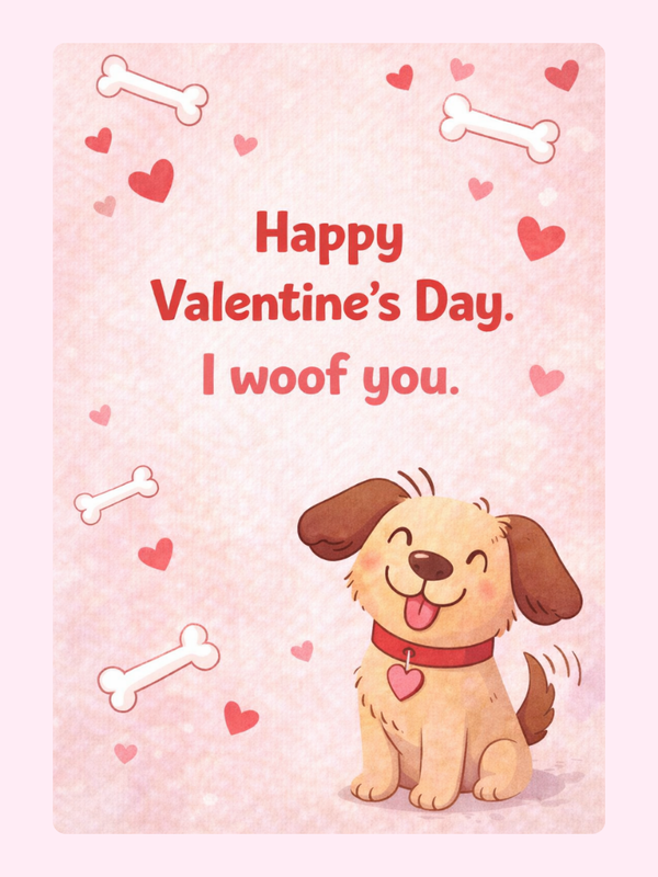 I Woof You Valentine's Cake Card