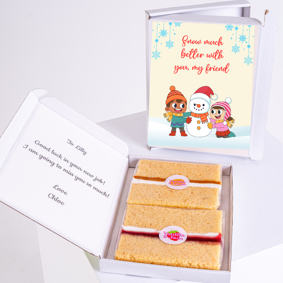 Cake gift for Lilly, with Snow much better with you, my friend card.