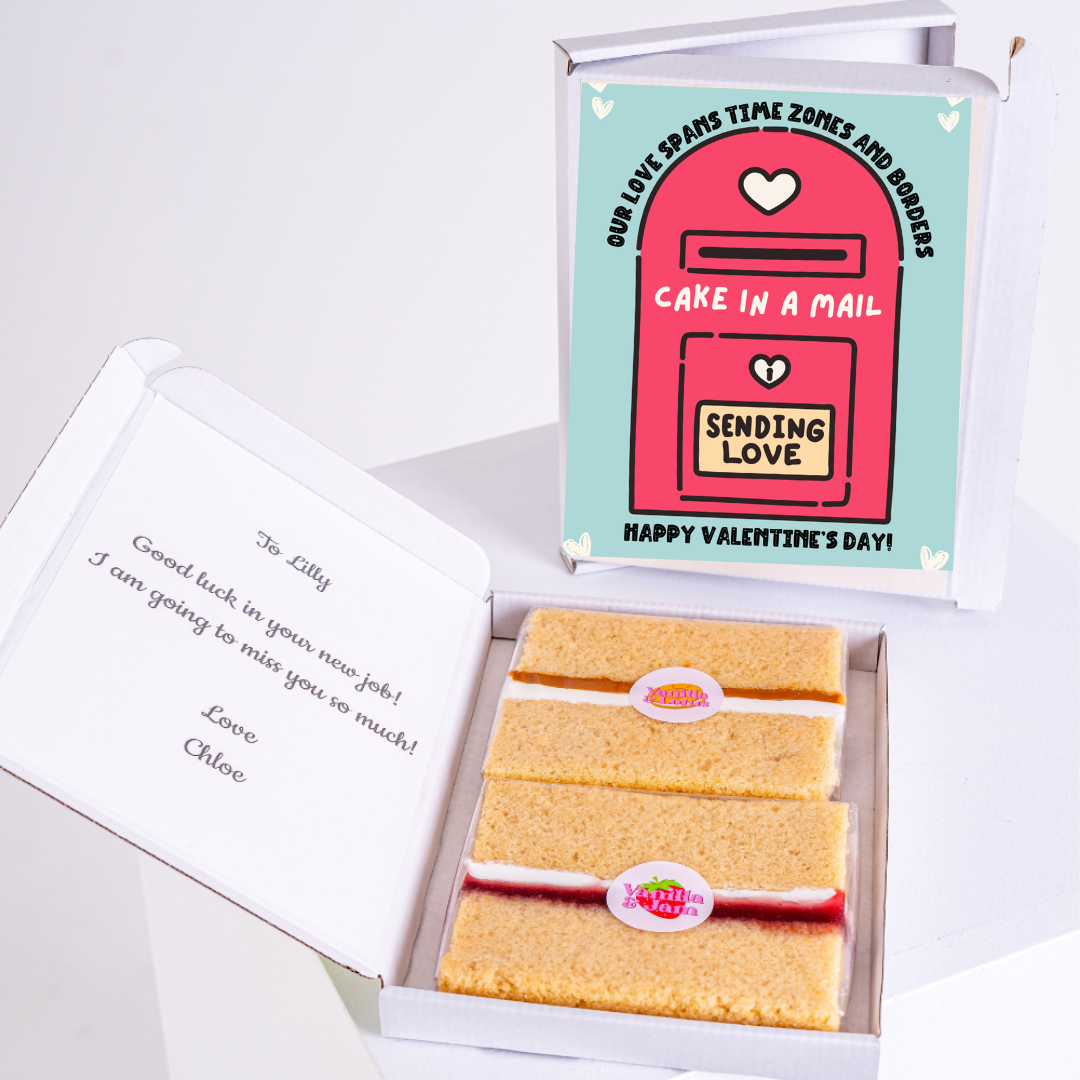 Cake in a Mail Valentine's Day gift for Lilly, sending love, with note.