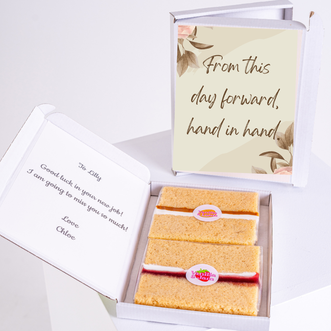 Gift box with cake and a message for Lilly.