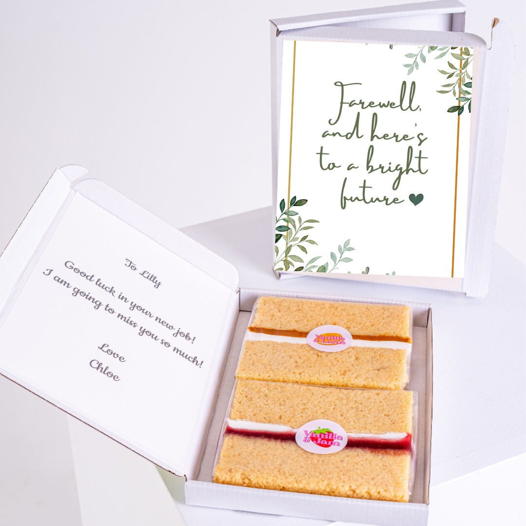 Farewell cake gift for Lilly with note & card,...