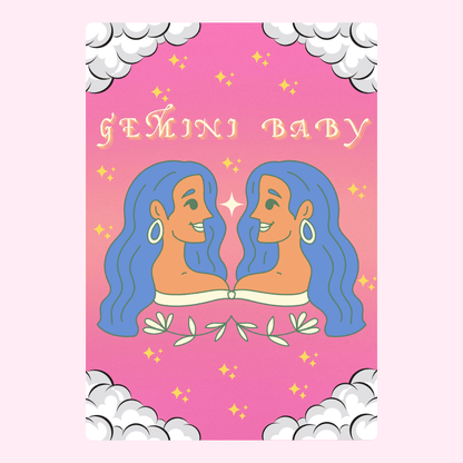 Gemini Baby illustration on pink, 3_2a6c5d7d-8020-4338-824a-d2f6821ebe83
