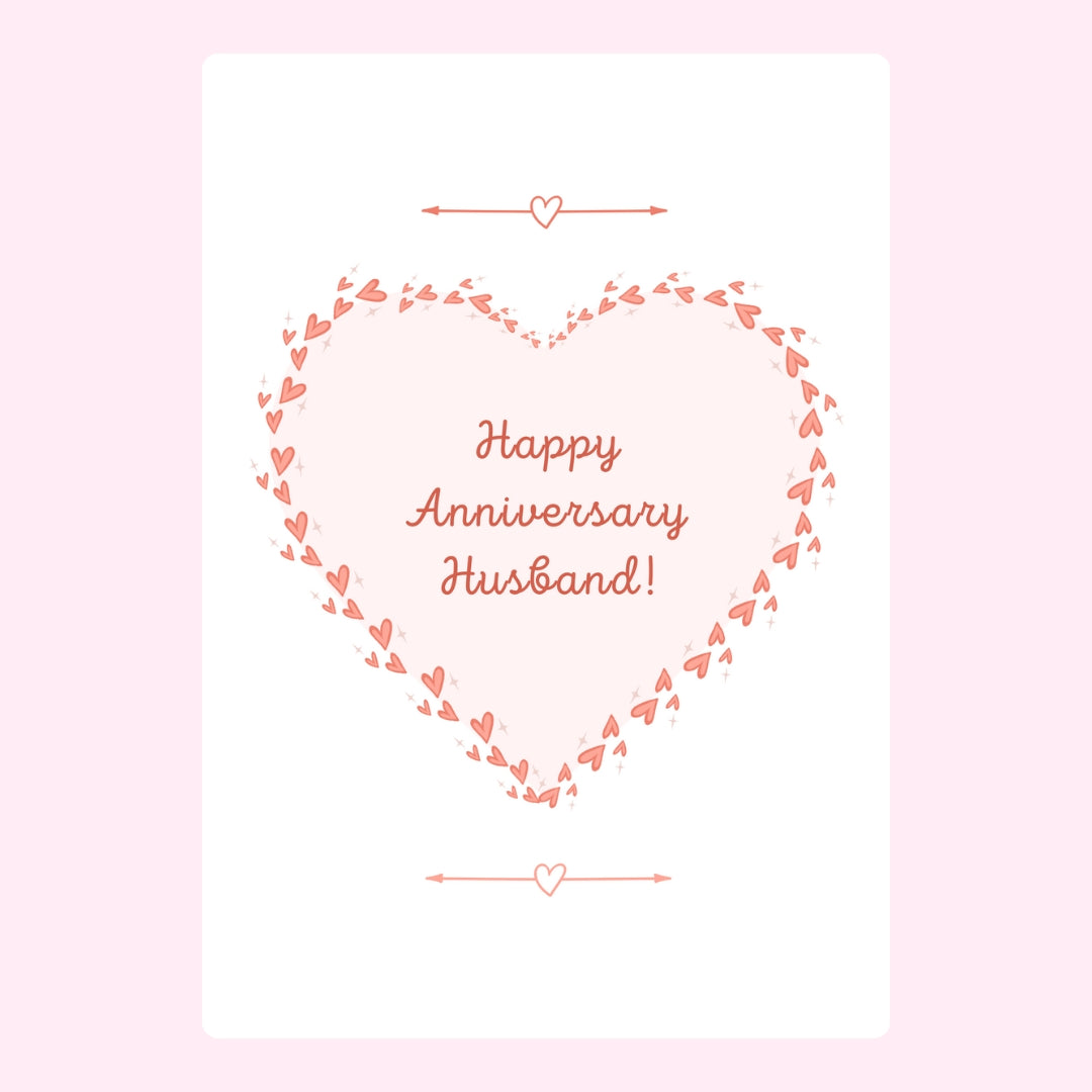 Anniversary gift for husband with heart design and ‘Happy Anniversary Husband!’ message.