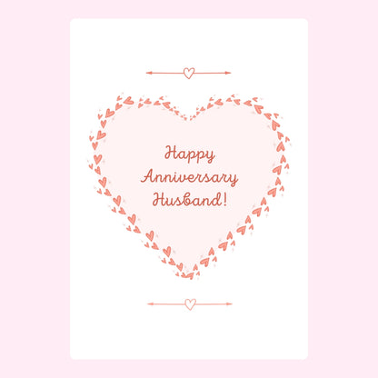 Anniversary gift for husband with heart design and ‘Happy Anniversary Husband!’ message.