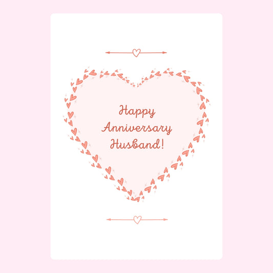 Anniversary gift for husband with heart design and ‘Happy Anniversary Husband!’ message.