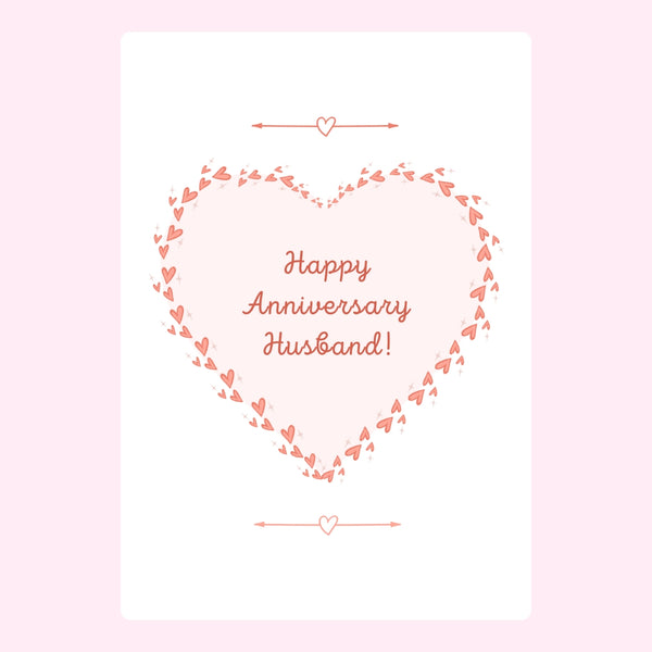 Anniversary gift for husband with heart design and ‘Happy Anniversary Husband!’ message.
