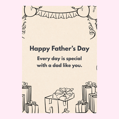 Father's Day card with gifts and message for dad.