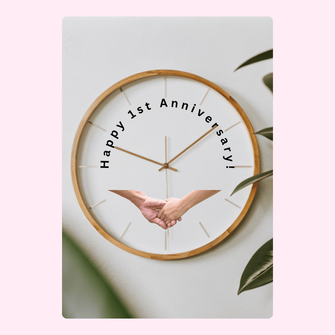 1st Anniversary clock with hands holding, image 3