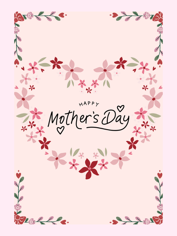Mother's Day card with floral heart design