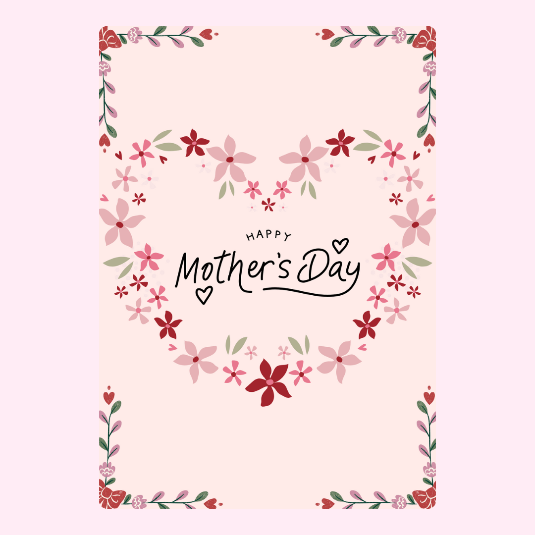 Mother's Day card with floral heart design
