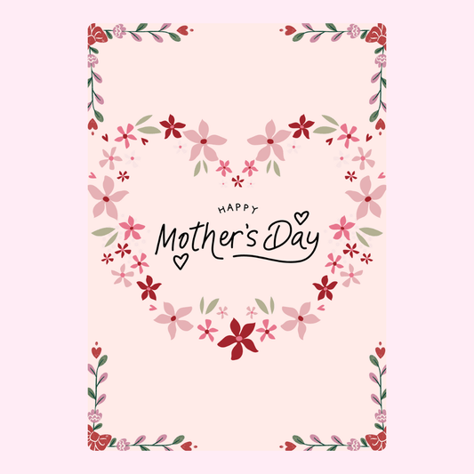 Mother's Day card with floral heart design