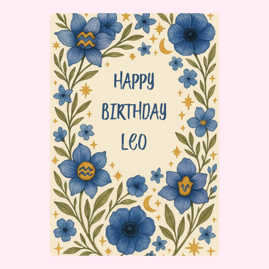 Leo floral birthday design.