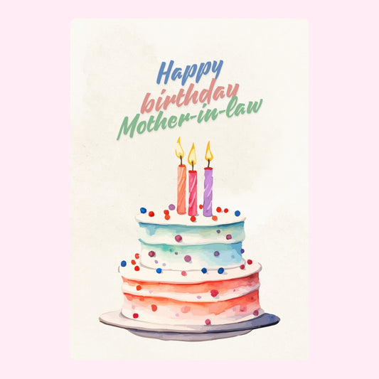Colourful birthday cake design for mother-in-law