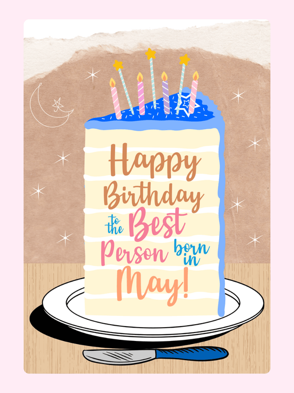May birthday cake card