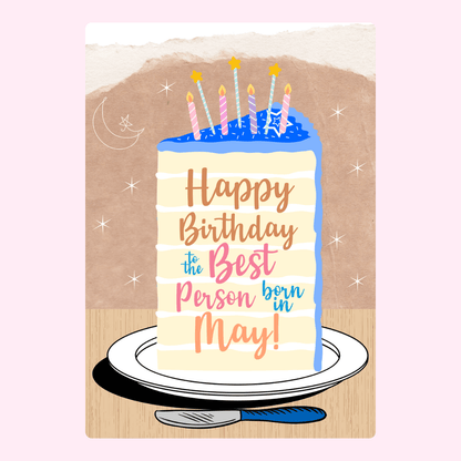 May birthday cake card