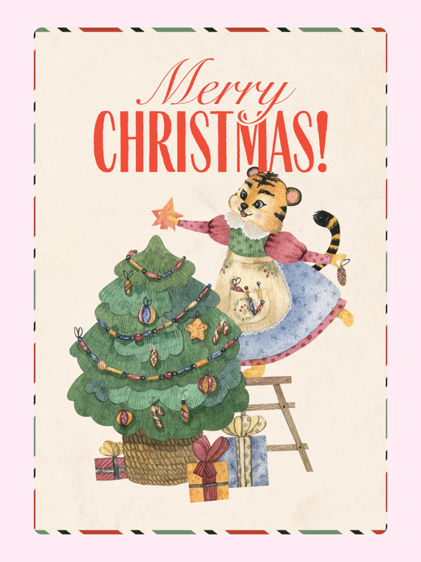 Tiger Christmas Cake Card