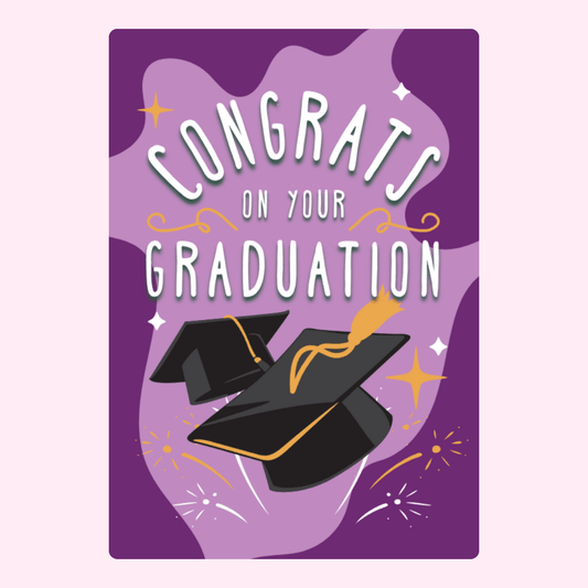 Graduation congrats card with mortarboards