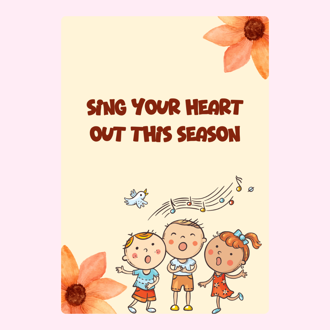 Singing kids with floral design - Sing your heart out season.