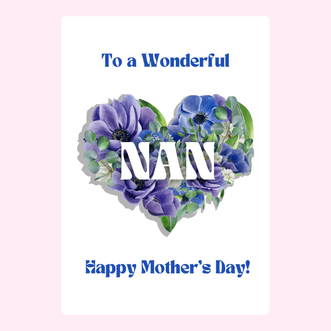 Mother's Day card for Nan with floral heart