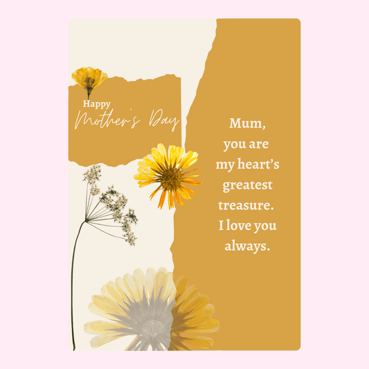Mother's Day card with flowers and loving message for Mum