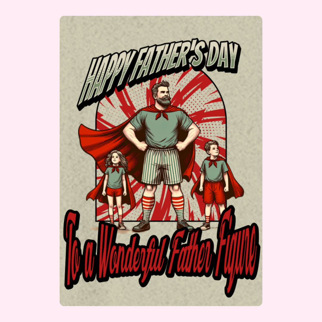 Happy Father's Day card with superhero dad & kids, 3_e7025d65