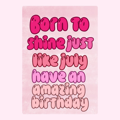 Pink July birthday message design