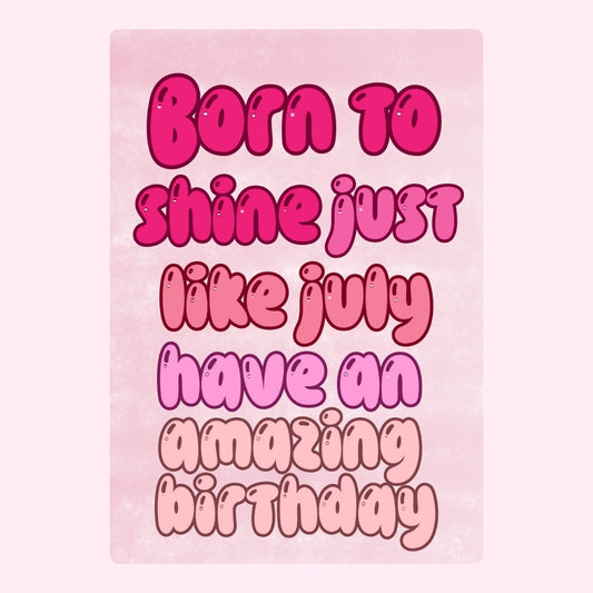 Pink July birthday message design