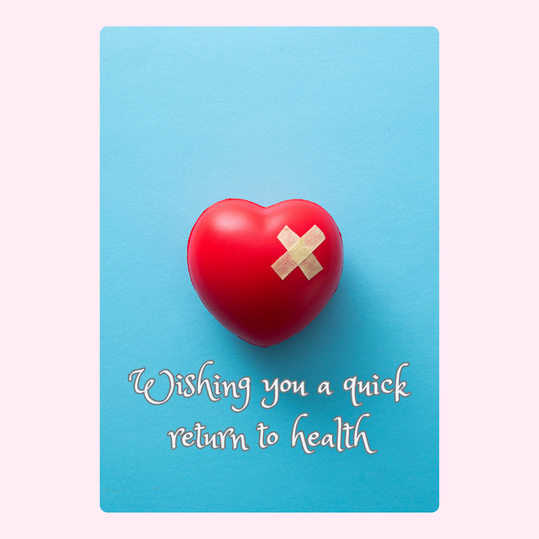 Get well soon card with bandaged heart