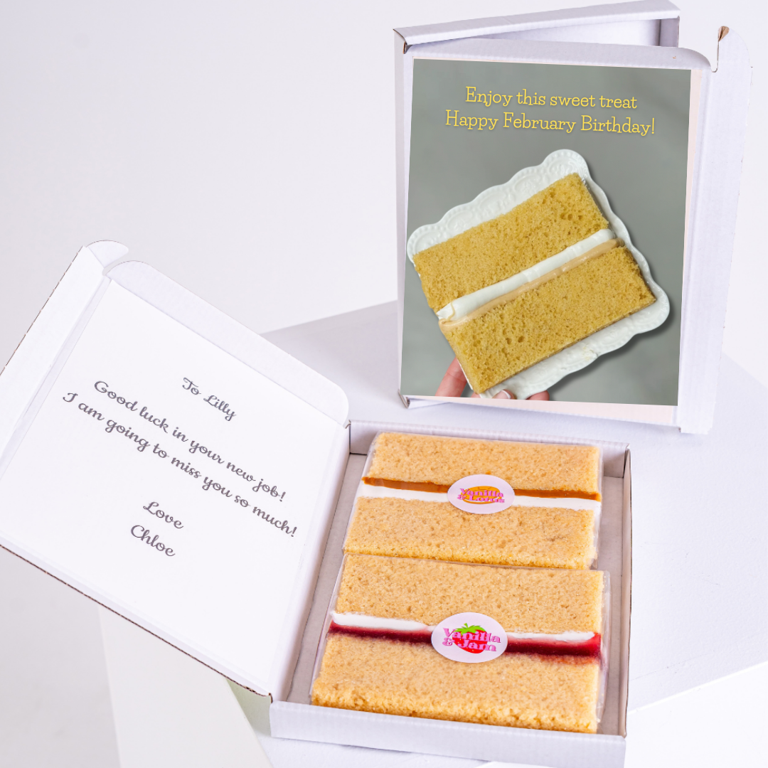 Cake gift box for Lilly with birthday message.