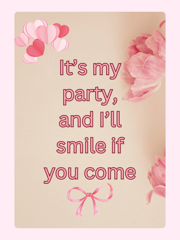Party invitation with hearts and flowers
