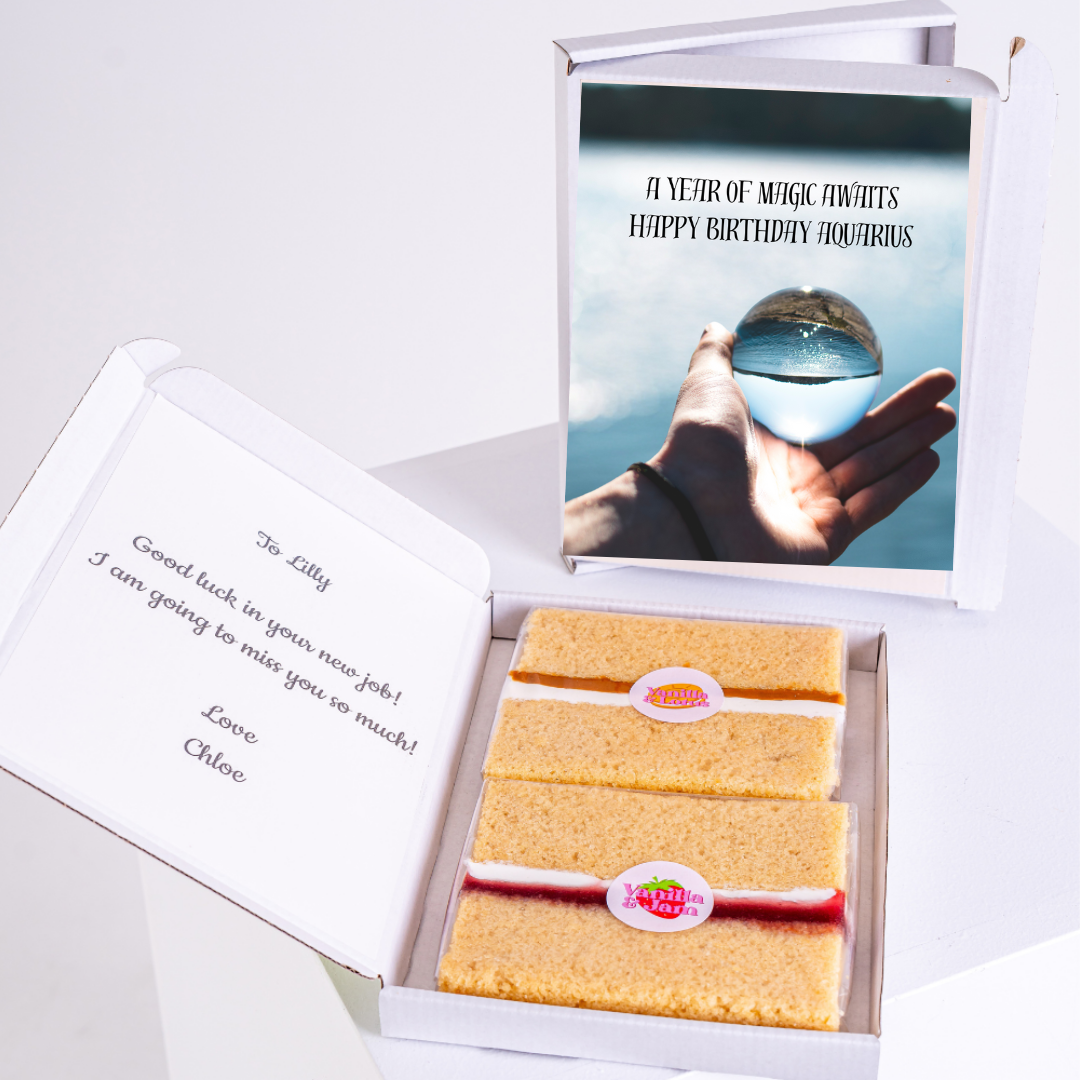 Birthday cake and card gift box for Lilly, Aquarius.
