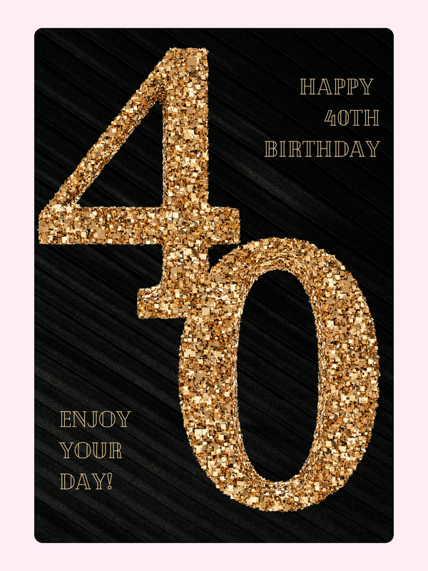 40th birthday cake card with black and gold design personalised letterbox cake gift