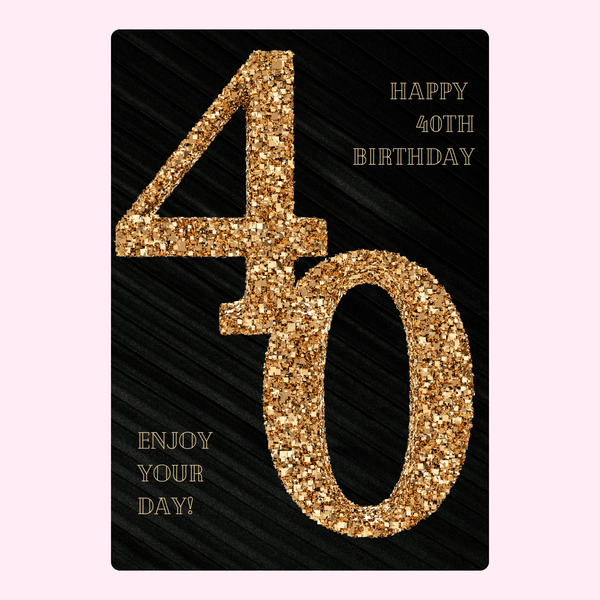 40th birthday cake card with black and gold design personalised letterbox cake gift