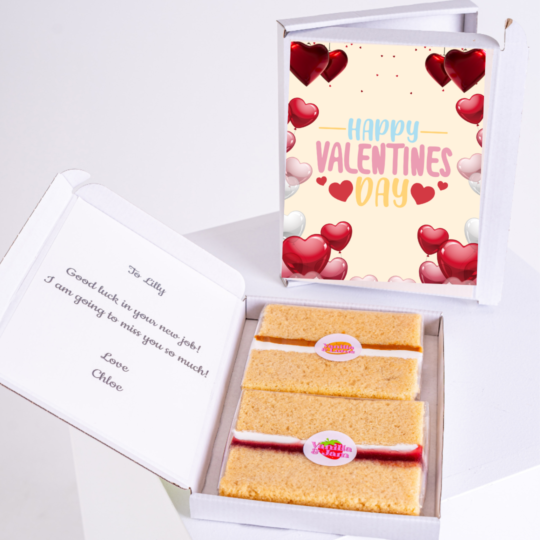 Valentine's Day cake & card gift for Lilly, with handwritten note.