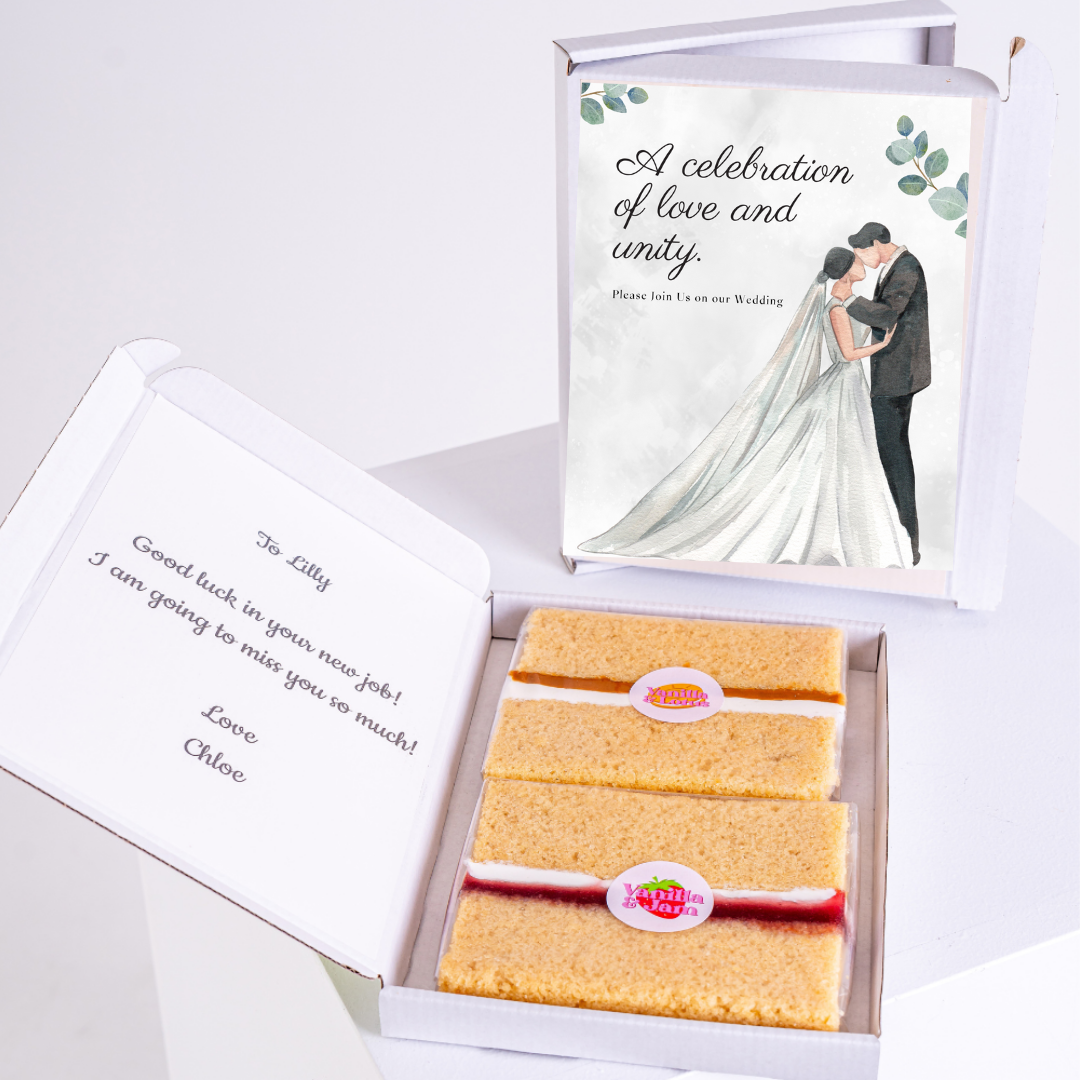 Wedding cake gift box with A celebration of love and unity message and...