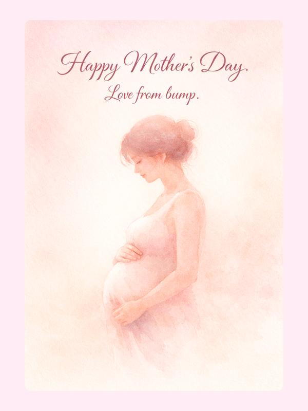 Love From Bump Watercolour Cake Card, Mother's Day