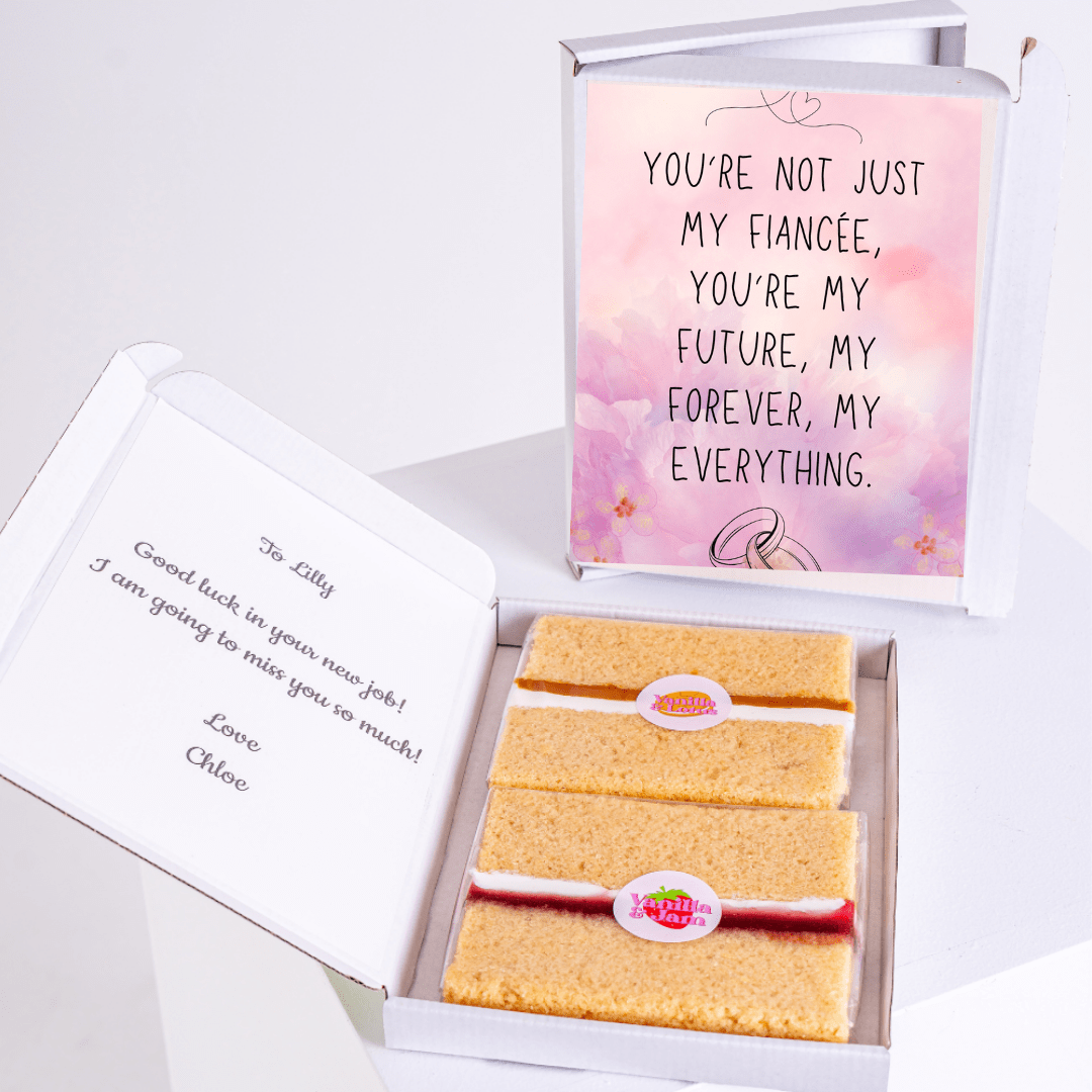 Gift box with cake and message for Lilly